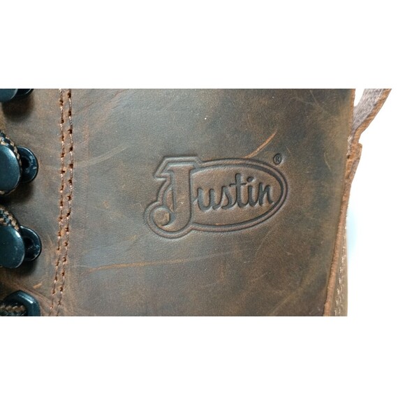 Justin Wyoming Waterproof Lace Up Safety Boot Men\'s 10D Brown Leather SE961 NEW main image 5